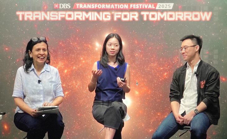 A three-person panel discussion at the DBS Transformation Festival 2025.